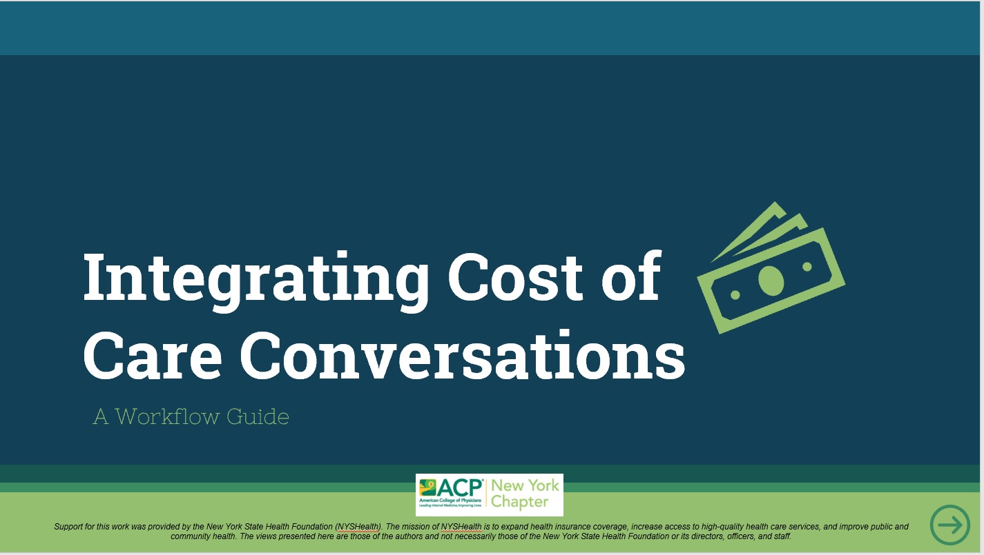 Cost of Care Training New York Chapter of the American College of